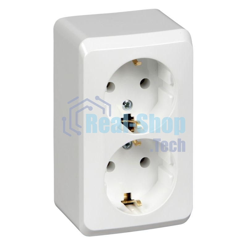 Розетка 2-м ОП Этюд 16А с заземл. белый SchE PA16-007B