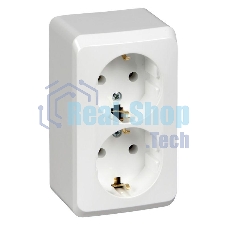 Розетка 2-м ОП Этюд 16А с заземл. белый SchE PA16-007B