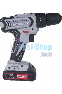 Дрель-шуруповерт аккумуляторная Ресанта ДА-18-2ЛК-У 75/14/6, Аккумуляторная, 18В, 2 АКБ, Ударная, Кейс