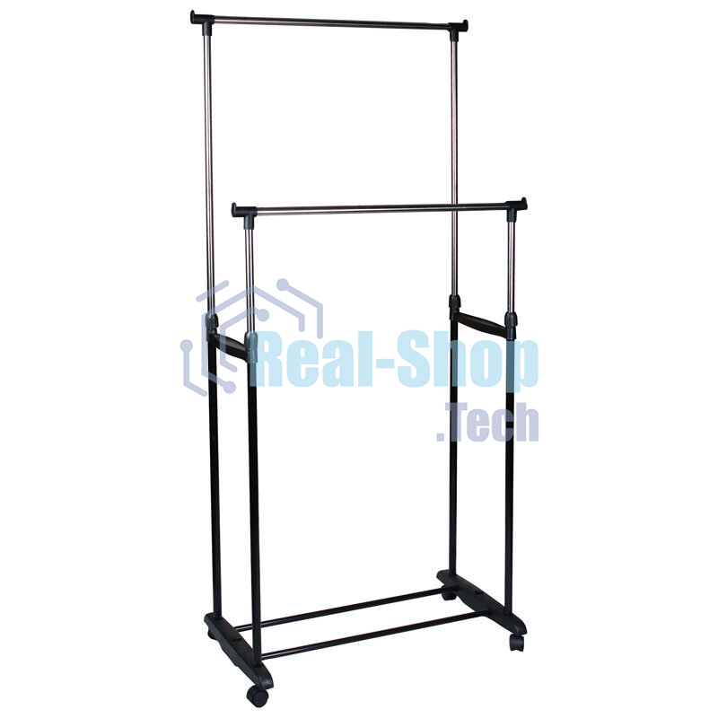 Вешалка напольная Рыжий кот CR465 на колесах 2 перекладины CR465, размер: 78x42x93x168 см