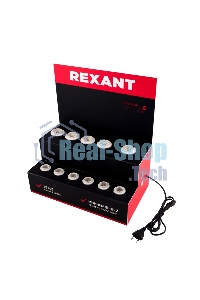 Демо-тестер Rexant акриловый для ФИЛАМЕНТА (AC 220V с шнуром питания 1.2 метра, с выключателем на корпусе, цоколи E14 x 6 шт.)