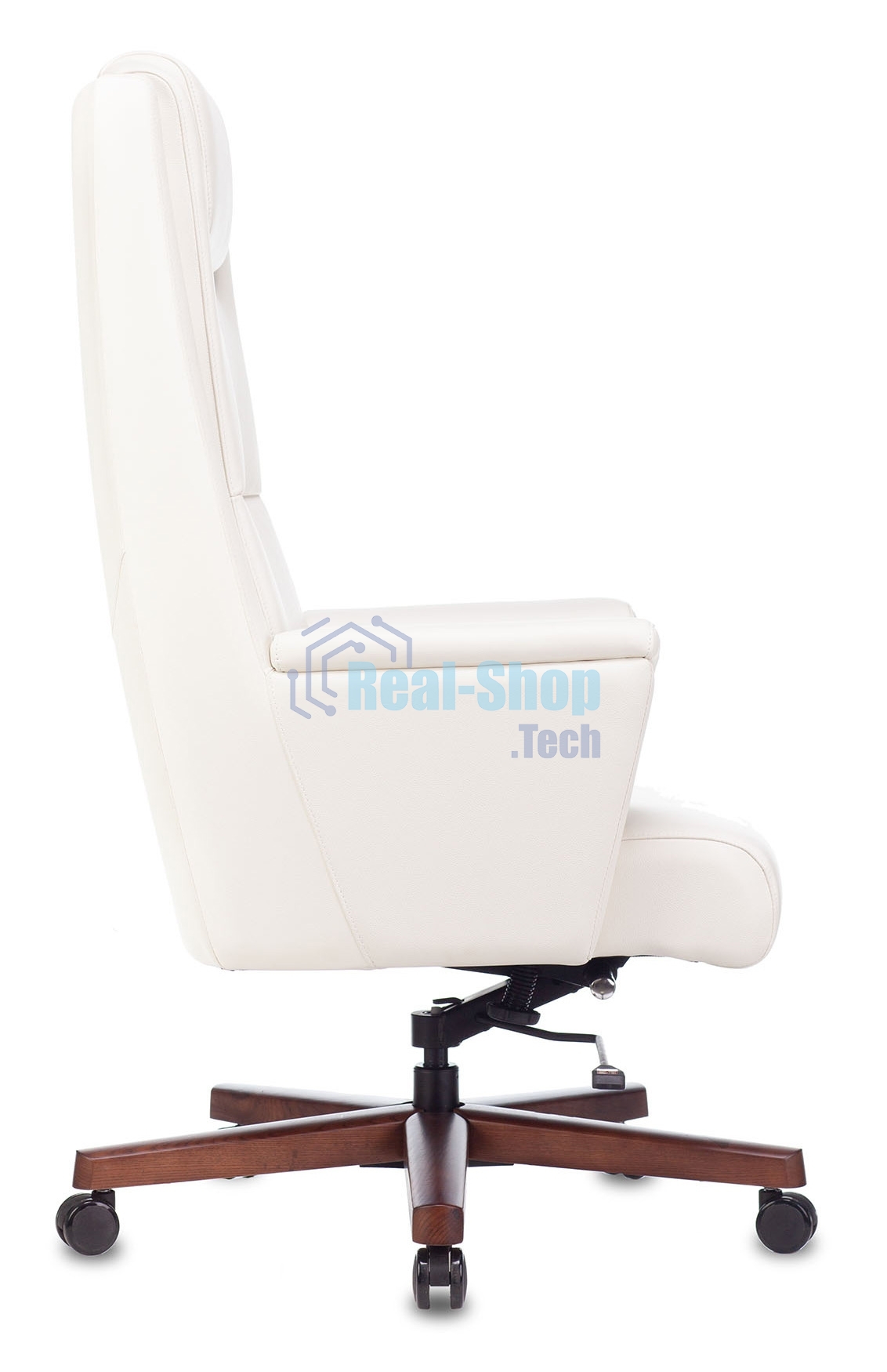 Кресло руководителя Бюрократ DUKE белый, кожа, крестовина металл/дерево