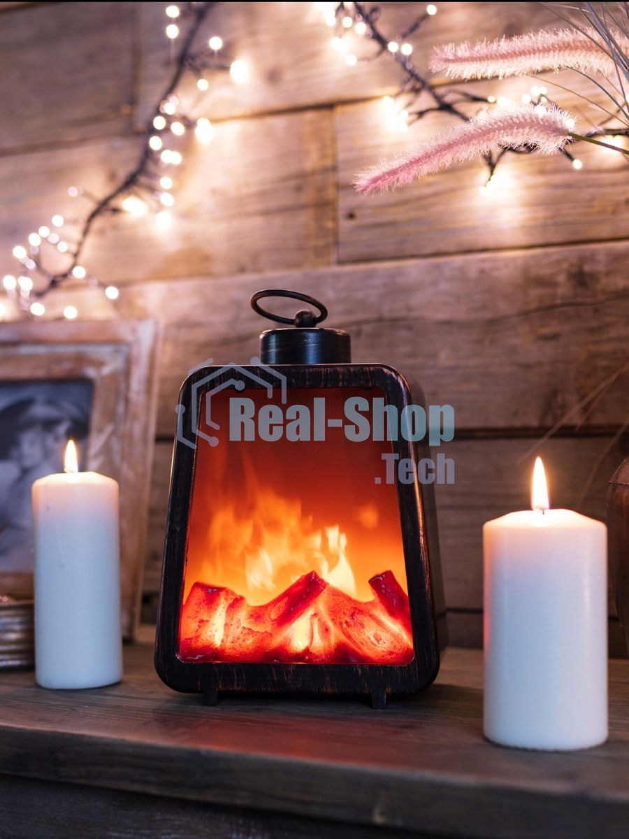 Светодиодный камин Neon-night Лофт с эффектом живого огня 17х10х24,5 см, 3хС (не в комплекте) и USB (в комплекте)