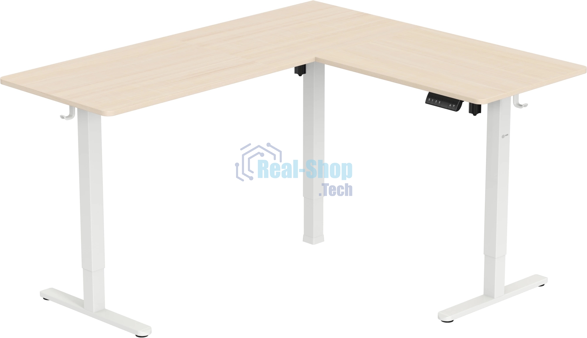 Стол компьютерный Cactus угловой подъемный столешница МДФ, белый дуб каркас белый 140x72x60 см (CS-EDXL-WWD)