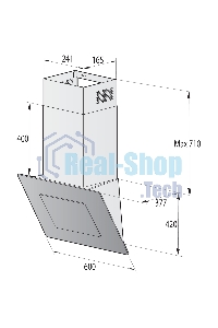 Вытяжка каминная Gorenje WHI626E6B черный/серый, 60 см, 678 куб. м/ч, 65 дБ