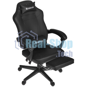 Кресло Defender CRUISER BLACK/RED черный/красный, экокожа, подставка для ног