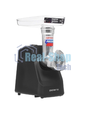 Мясорубка электрическая Polaris PMG 1855 RUS черный, 1800 Вт, 2.0 кг/мин, реверс, защита от перегрузки, насадки - 7