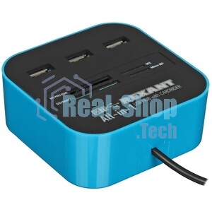 Кард-ридер Rexant 18-4118/черный/MS/MS PRODUO/M2/MMC/SD/microSD/microSDHC/microSDXC/USB Type-C/пластик