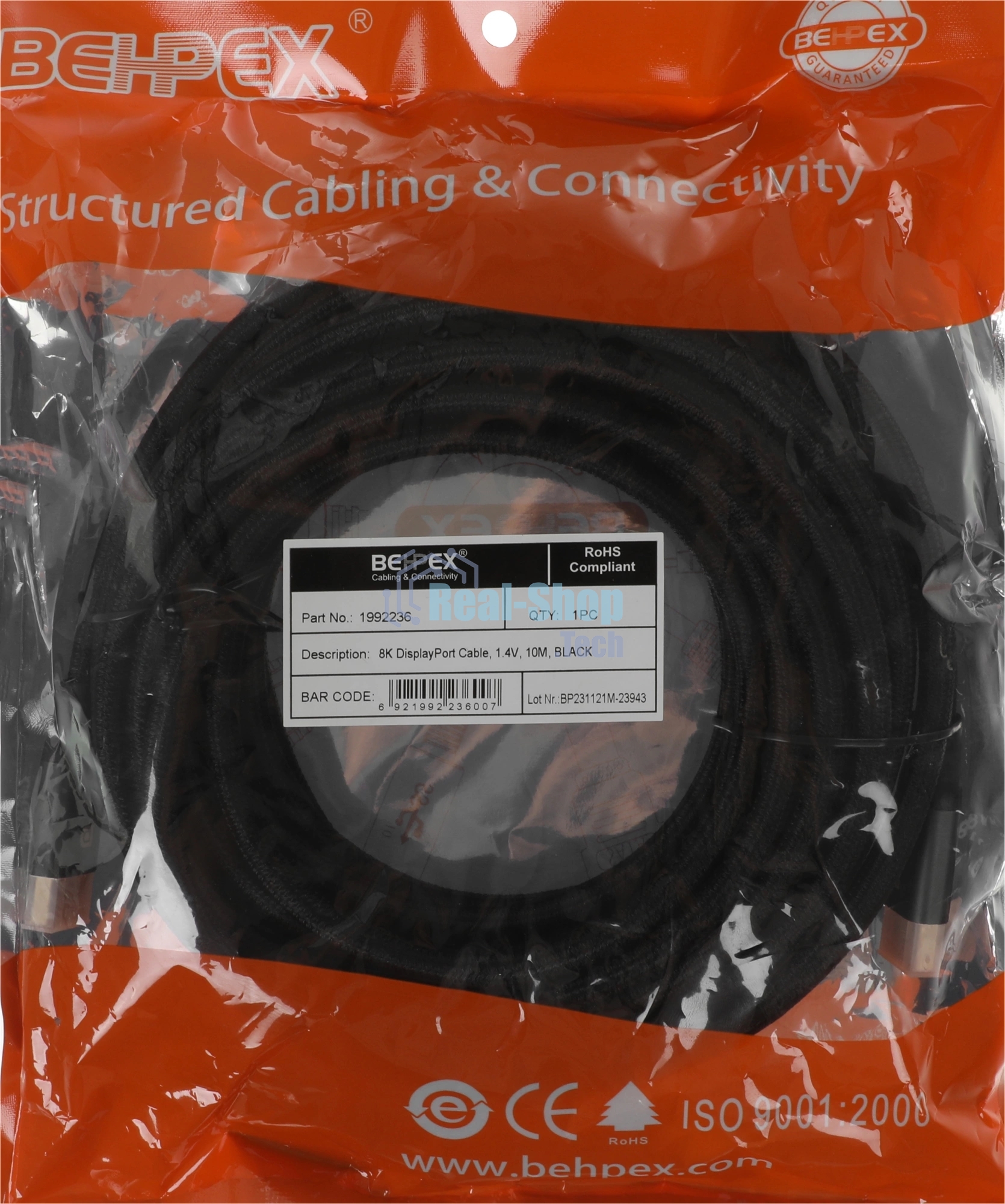 Кабель ver1.4 DisplayPort (m) DisplayPort (m) 10м черный