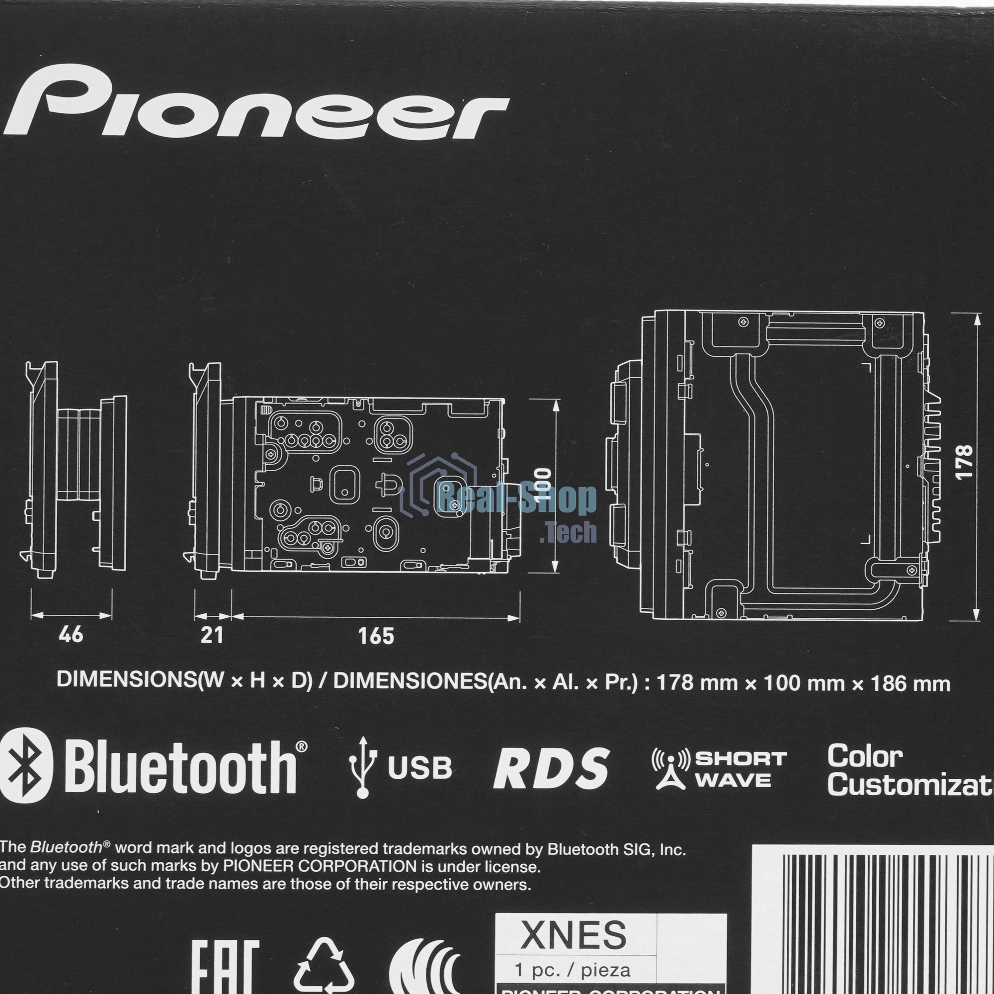 Автомагнитола Pioneer SDA835Tab+T20BT, 2 DIN, 8