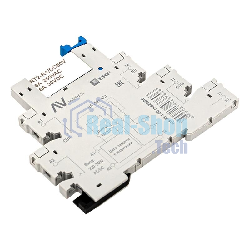 Реле промежуточное РП slim 23/1 6А 230В AC с розеткой в сборе EKF rps-23-1-60-rms230AC