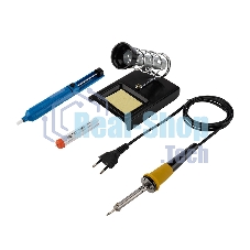 Набор для пайки Rexant №4 (паяльник 30 Вт, оловоотсос, подставка, припой, губка)