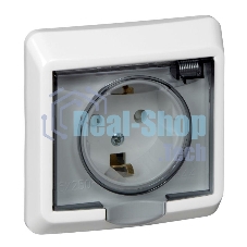 Розетка 1-м СП Этюд защ. шторки с заземл. IP44 белый SchE PC16-044B