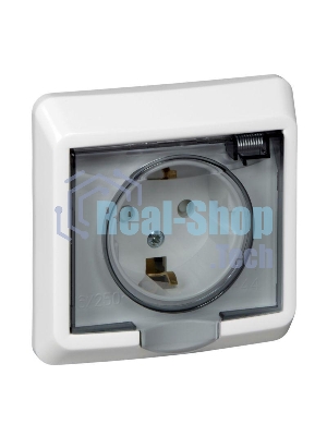 Розетка 1-м СП Этюд защ. шторки с заземл. IP44 белый SchE PC16-044B