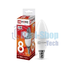Лампа светодиодная LED-СВЕЧА-VC 8Вт 230В E14 6500К 720лм IN HOME 4690612024806