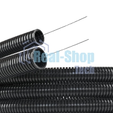 Труба гофрированная ПА d12 мм с протяж. черный (уп. 50 м) ДКС PA611216F2