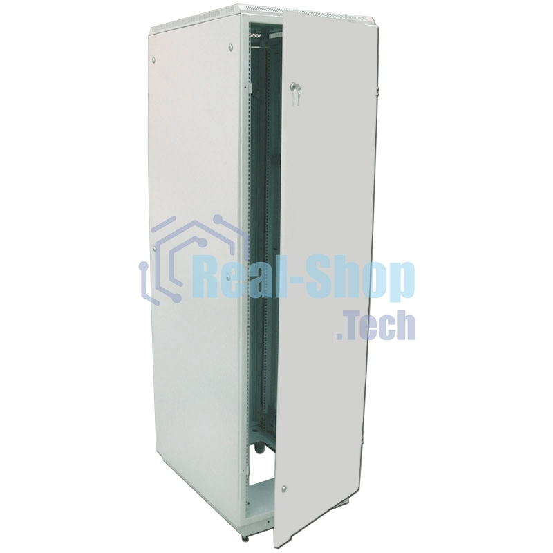 Шкаф коммутационный ЦМО ШТК-М-42.6.10-3ААА 42U 600x1020 мм пер. дв. металл задн. дв. стал. лист 2 бок. пан. направл. под закл. гайки 550 кг серый