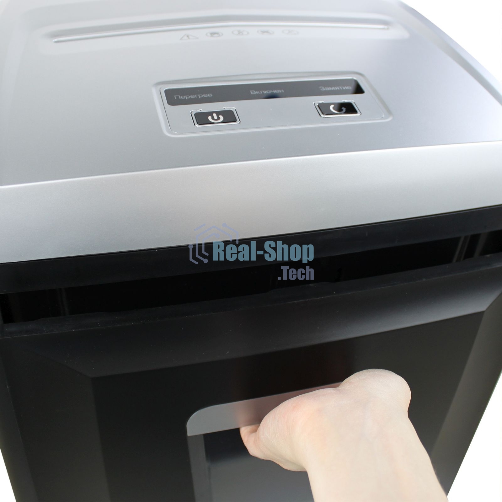 Шредер ГЕЛЕОС УП21-7, DIN P-7 (7 ур-нь секр.), фрагмент 0,8х2мм, 6-7 лист (70г/м2), CD/пл.карты, 23 литра