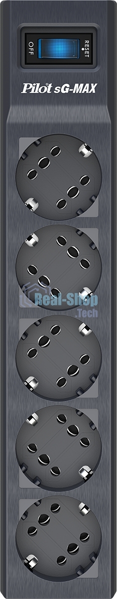 Сетевой фильтр Pilot sG-Max 5 outlets (GP), 15А/3.3 kVt, automatic circuit-breaker, 10 m, gfaphite