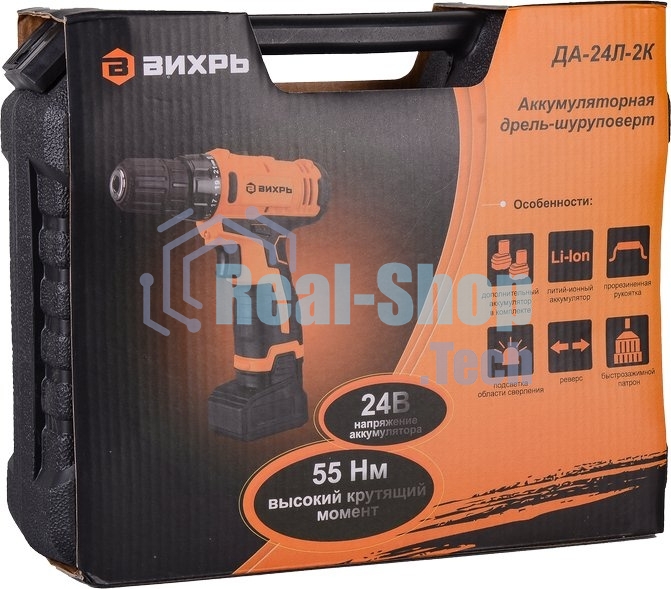 Дрель-шуруповерт аккумуляторная Вихрь ДА-24Л-2к 72/14/18, Аккумуляторная, 24В