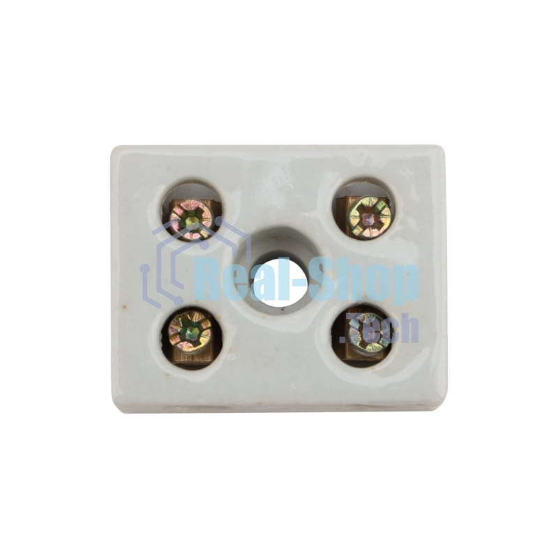 Клемма керамическая винтовая Rexant 12 мм² 2 пары контактов с крепежным отверстием (50 шт./уп.)