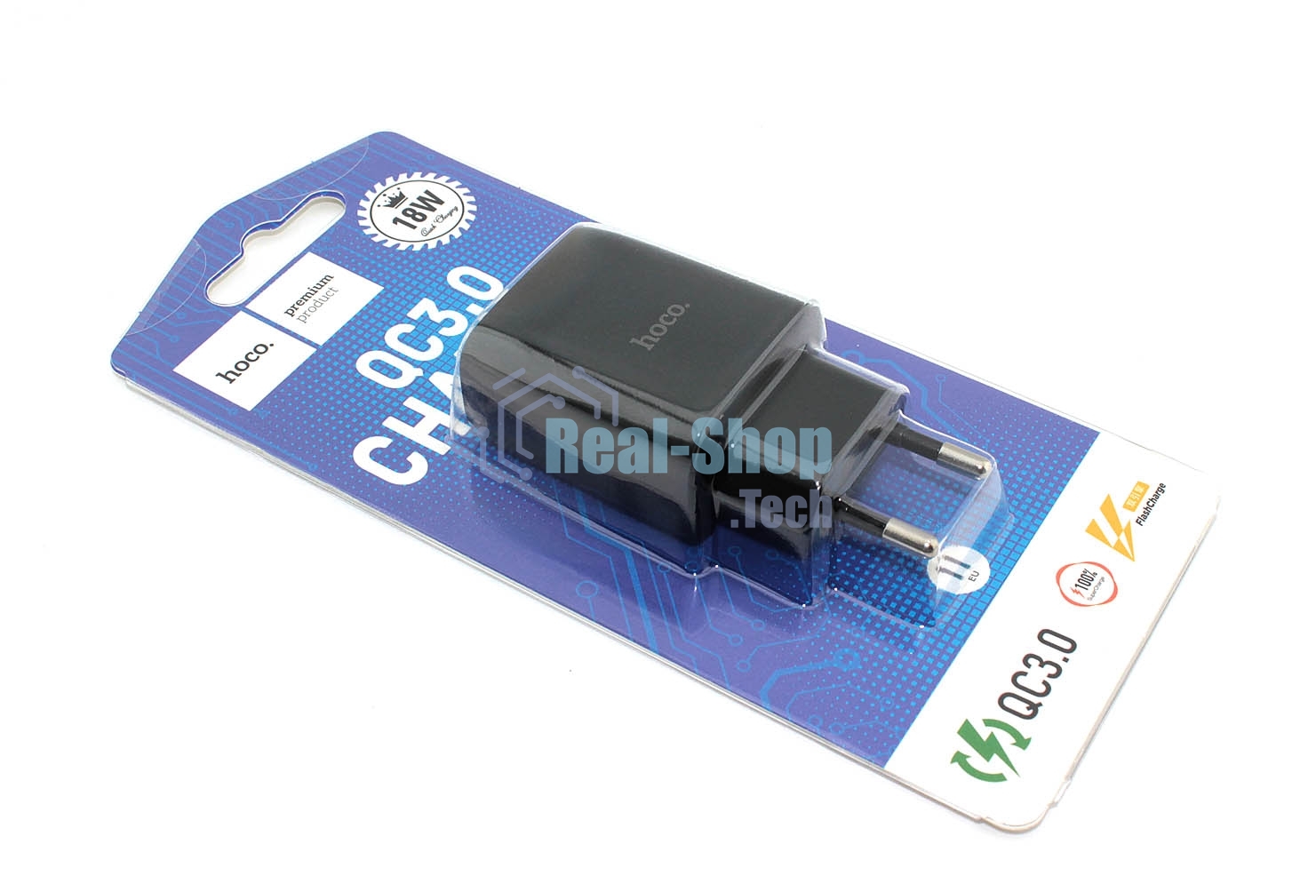 Блок питания (сетевой адаптер) HOCO C72Q Glorious QC3.0 один USB порт, черный