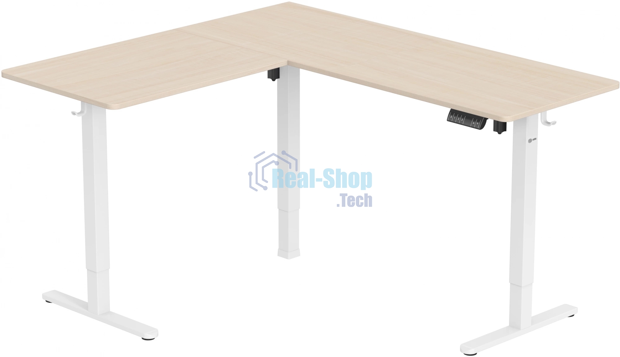 Стол компьютерный Cactus угловой подъемный столешница МДФ, белый дуб каркас белый 140x72x60 см (CS-EDXL-WWD)