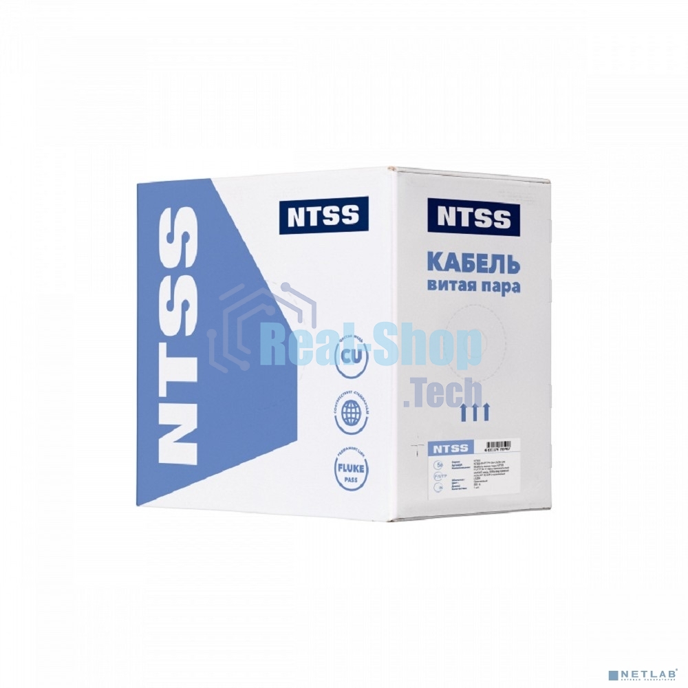 Кабель витая пара NTSS F/UTP 5e 4 пары одножильный 24AWG медь 305м внутренний нг(А)-HF (LSZH) серый NTSS-IN-FUTP4-5e-LSZH-GY