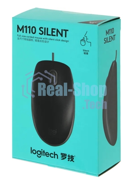 Мышь проводная Logitech M110 Silent черный, 1000 dpi, USB, кнопки - 3