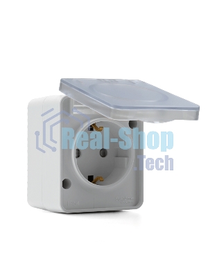 Розетка 1-м ОП AtlasDesign Profi54 16А IP54 250В с заземл. защ. шторки белый SchE ATN540145