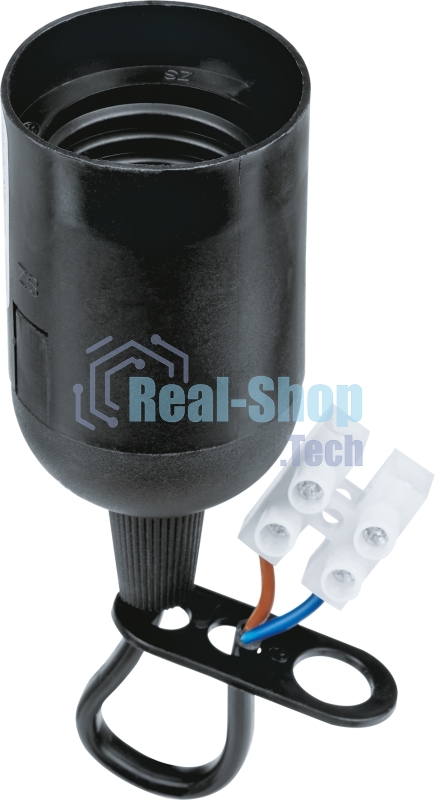 Патрон электрический Navigator NLH-P-F-BL-E27-TB пластиковый черный с КЗВ