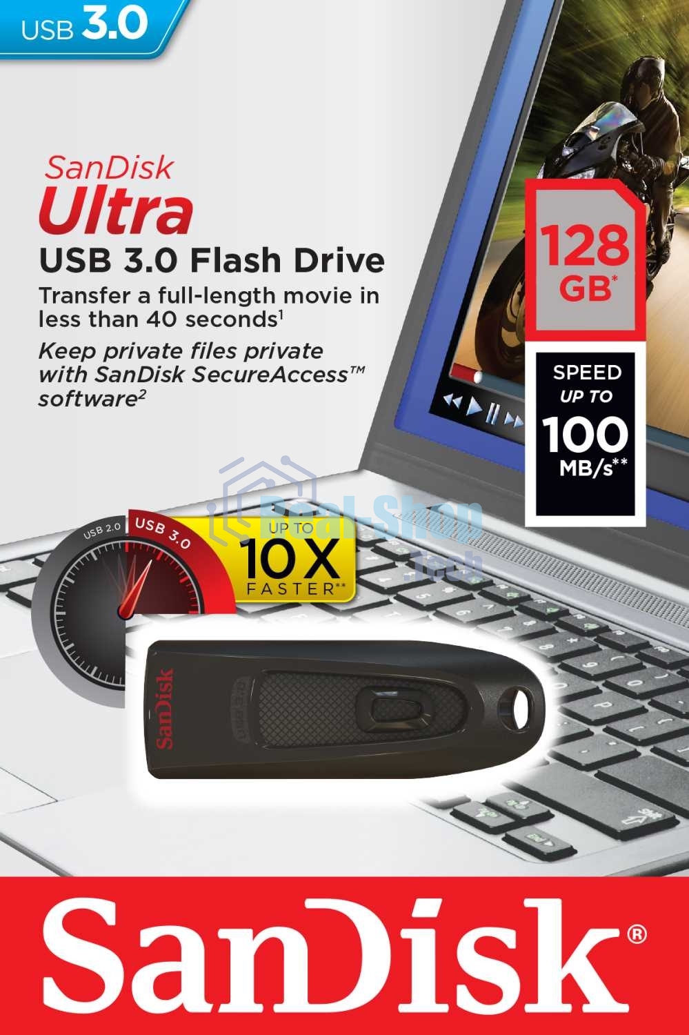Флешка USBSanDisk 128Gb CZ48 Ultra SDCZ48-128G-U46 USB 3.0, черный USB Drive