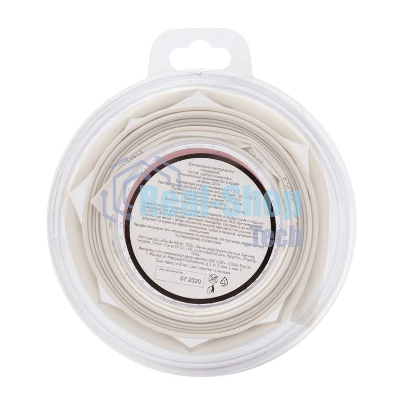 Трубка термоусаживаемая Rexant 6.0/3.0мм белый ролик 2.44м