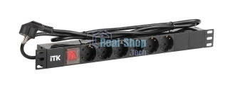 Блок ITK PDU 6 роз. нем.ст. с выкл 1U каб. 2м вилка нем.ст ПВХ чер