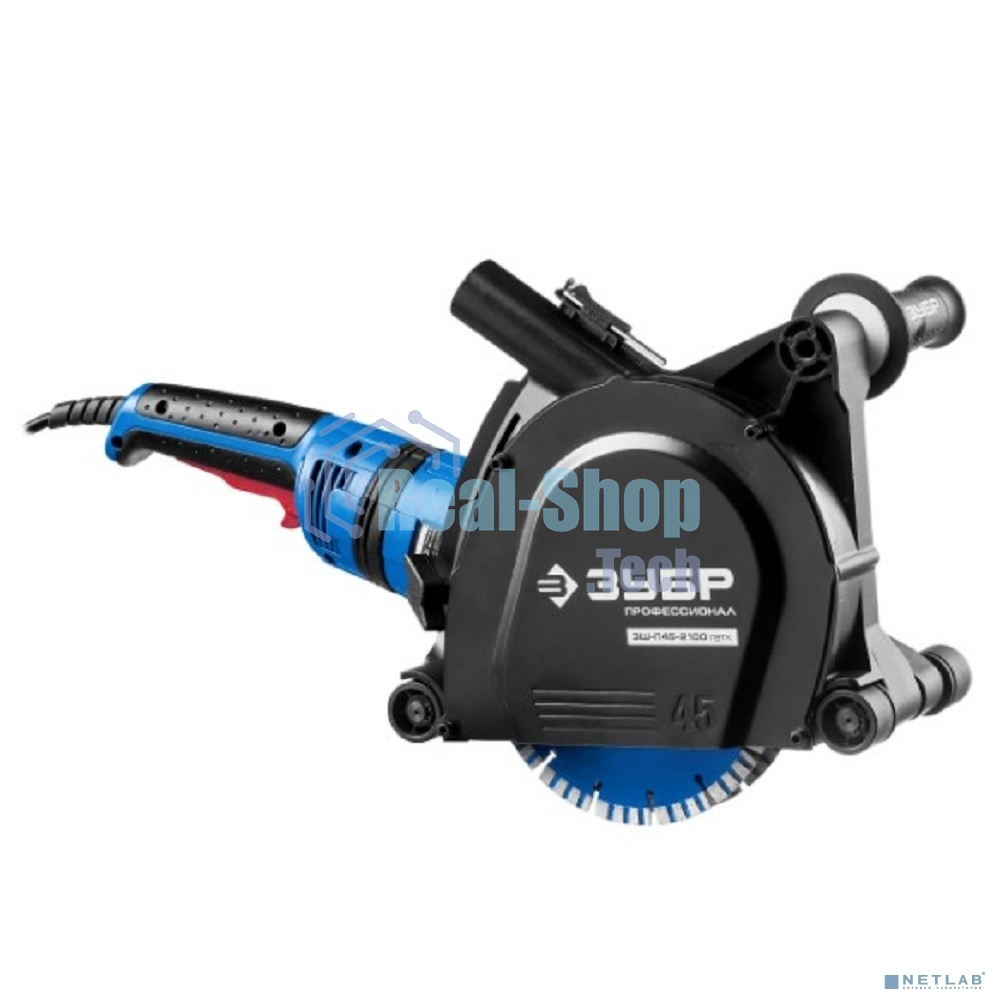 Штроборез Зубр ЗШ-П45-2100 ПВТК глуб. 45 мм, 180 мм, подключ. пылесоса, плавный пуск, 2100 Вт