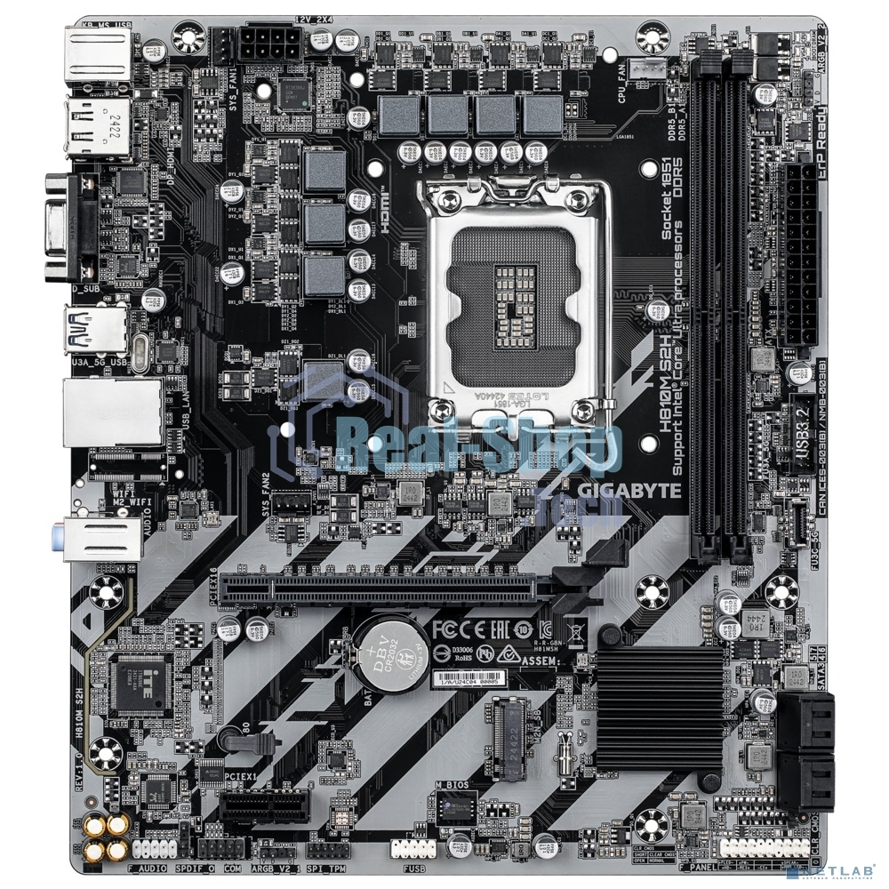 Материнская плата Gigabyte H810M S2H, LGA1851, Intel H810, 2xDDR5, 4xSATA, 1xM.2, 1xPCIe 4.0 x16, 1xPCIe 3.0 x1, 1xDP, 1xHDMI, 1xD-Sub, 1x1Gb LAN, 1xUSB-C 5Gbps, 4xUSB-A 5Gbps, 7xUSB-A 2.0, 3x3.5 мм, 7.1, mATX