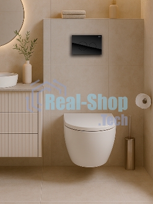 Инсталляция с унитазом комплект BAU PRO 6 в 1: унитаз подвесной безободковый торнадо Bau Hotel 53х36, быстросъемное сиденье микролифт, кнопка смыва из стекла BAU Dream, черная