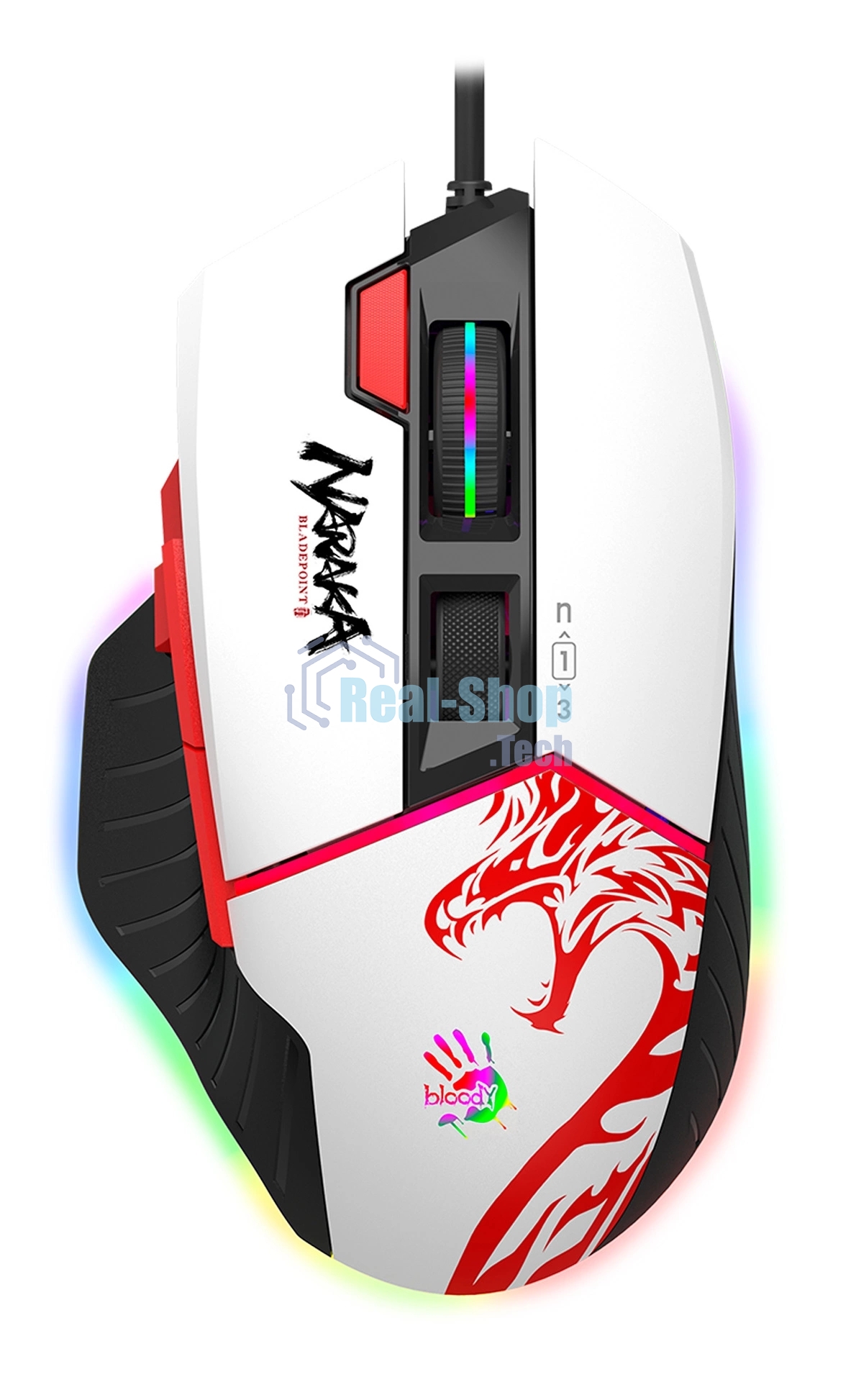 Мышь проводная A4Tech Bloody W95 Max Naraka белый/рисунок, оптическая, 12000 dpi, USB, кнопки - 6