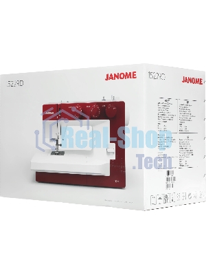 Швейная машина Janome 1522RD белый/красный, электромеханическая, вертикальный качающийся, 25 операций, петля автомат