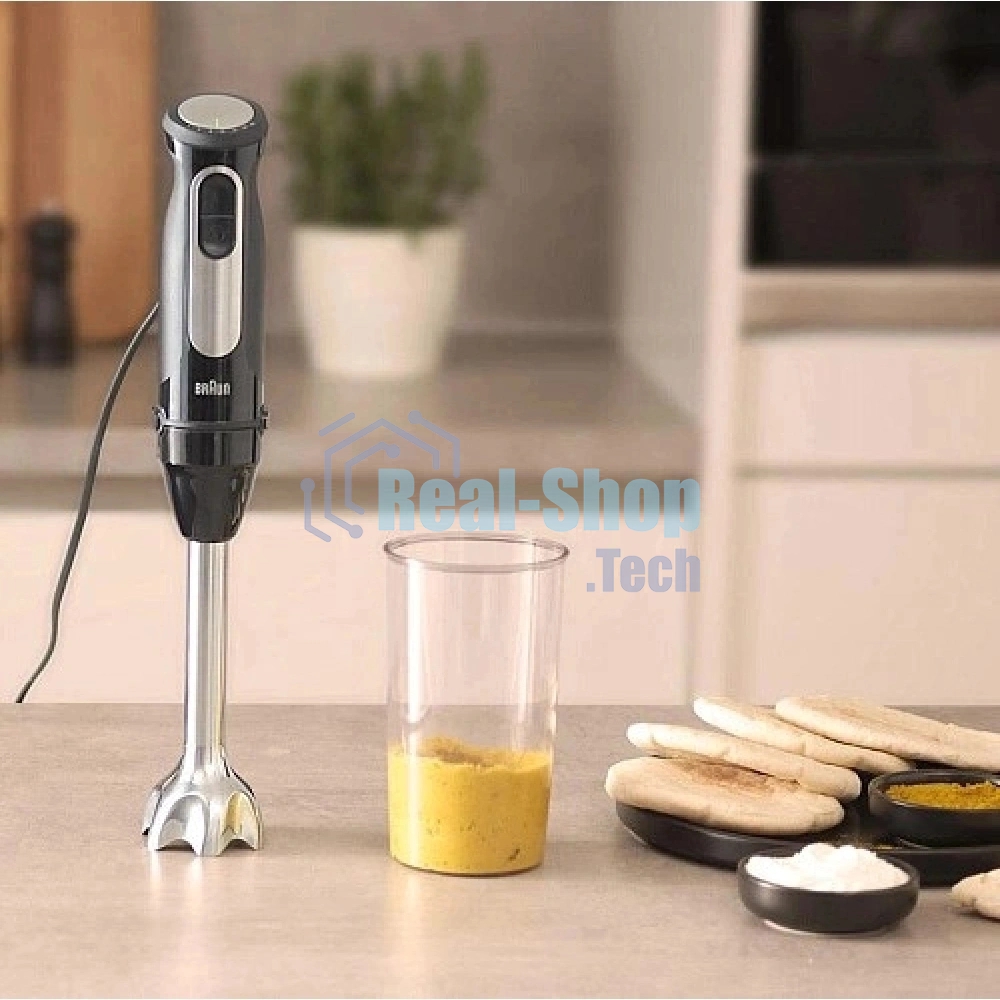 Блендер погружной Braun MQ55001MBK черный/серебристый, 1000 Вт, 25 скоростей, турбо