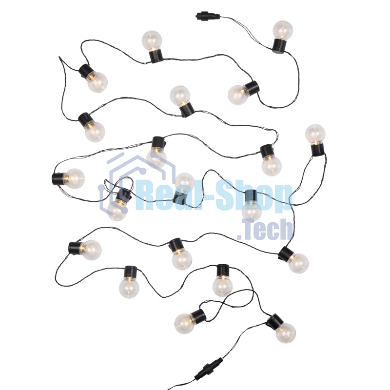 Лофт-гирлянда Neon-night светодиодная 5 м, черный ПВХ, 20 LED, теплое белое свечение