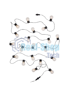 Лофт-гирлянда Neon-night светодиодная 5 м, черный ПВХ, 20 LED, теплое белое свечение