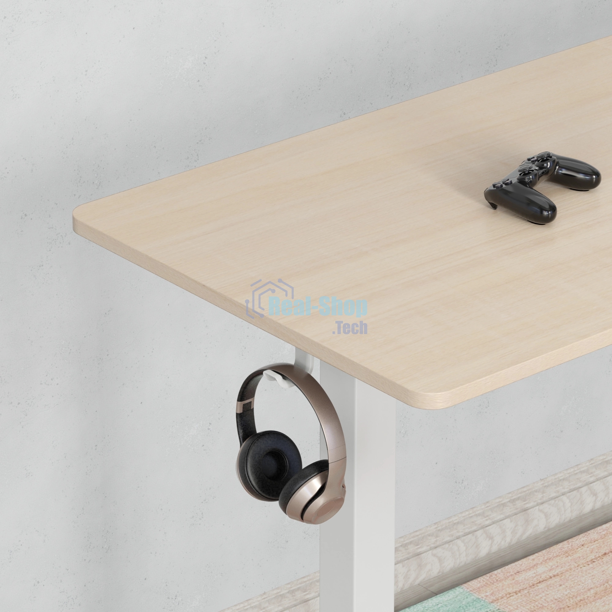 Стол компьютерный Cactus угловой подъемный столешница МДФ, белый дуб каркас белый 140x72x60 см (CS-EDXL-WWD)