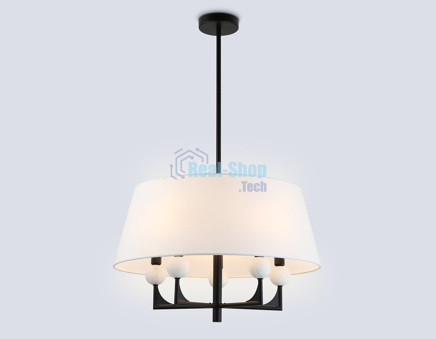 Люстра Ambrella light LH75150/5 BK/FR черный/белый матовый E14*5 max 40W D580*590