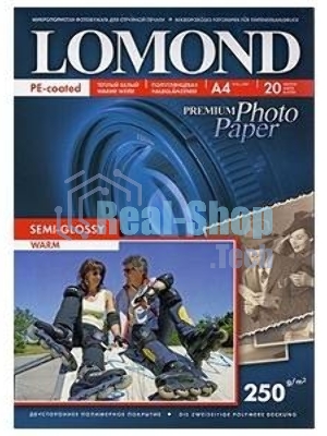 Фотобумага ПРЕМИУМ для стр.печати Lomond 250 г/м2 односторонняя Semi-Glossy Warm 10х15 см (20 л)