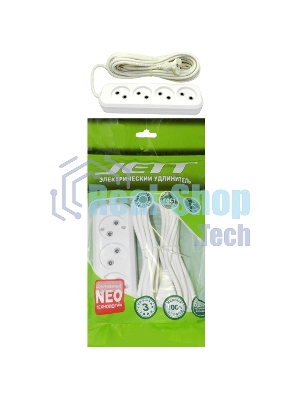 Удлинитель ДЖЕТТ РС-4 без з/м, 4рx3м (провод ПВС 2х0,75) (35шт) 155-403