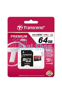 Флеш карта microSDXC 64Gb Class10 Transcend TS64GUSDU1 + adapter