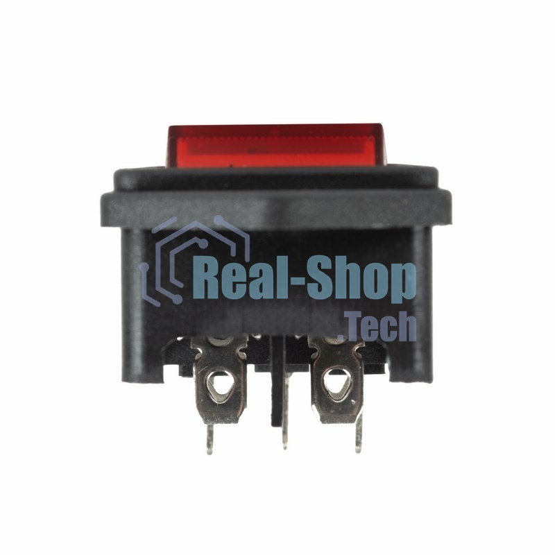 Выключатель клавишный Rexant 250 V 6 А (4с) ON-OFF красный с подсветкой и штекером C14 3PIN