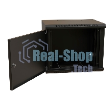Шкаф коммутационный WRline (WR-TW-1245-SR-RAL9004) настенный 12U 600x450 мм пер. дв. металл 2 бок. пан. 60 кг черный 370 мм 650 мм IP20 сталь