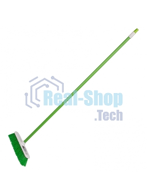 Щетка Home Palisad пластмассовая для подметания пола, 27 см, c черенком, 120 см, салат. щетина